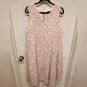 Banana Republic Factory Red & White Floral Linen Blend Tiered Midi Dress Sz L